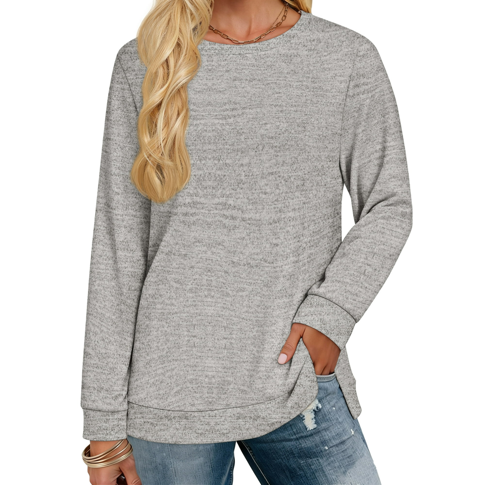 Fantaslook Sweatshirt for Women Long Sleeve Shirts Tunic Tops Color Block Crewneck Sweatshirts Side Split
