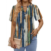 Fantaslook V Neck Henley Blouses for Women Dressy Casual Tops Summer Short Sleeve Shirts Fashion Clothes