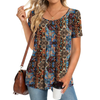 Fantaslook Dressy Blouses for Women Pleated Short Sleeve Tunic Tops Casual Floral Shirts