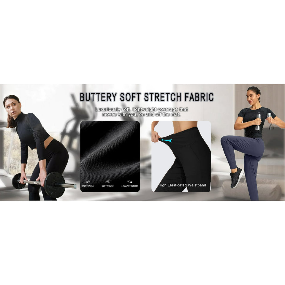 Rosvigor Yoga Women Joggers Athletic Pants for Women Elastic High Waisted Tapered Casual Pants with Pockets