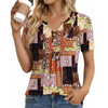 Fantaslook Womens Tunic Tops Casual Short Sleeve Shirts V Neck Button Pleated Blouses Floral Summer Tops