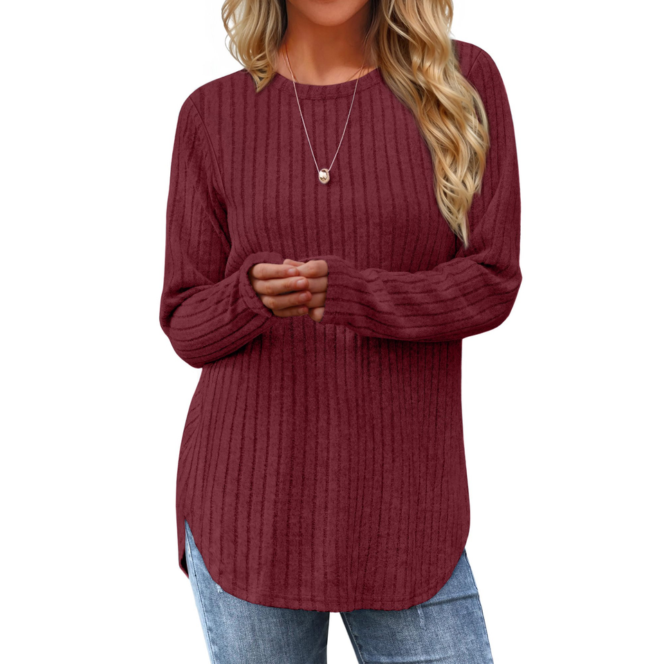 Fantaslook Long Sleeve Shirts for Women Casual Tunic Tops Dressy Crew Neck Pullover Fall Lightweight Sweaters for Women
