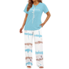 Fantaslook Womens Pajamas Sets Crewneck Short Sleeve Printed 2 Piece Outfits Set Tie Dye Casual Loungewear with Pockets