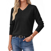 Fantaslook Knit Sweater for Women Long Sleeve V Neck Fall Tops Trendy Lightweight Pullover Work Shirts