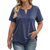 Fantaslook Lace Plus Size Tops for Women V Neck Short Sleeve Blouses Summer Tunic Shirts