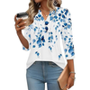 Fantaslook 3/4 Sleeve Plus Size Tops for Women Henley V Neck Button Blouses Dressy Floral Tunic Work Shirts L-5XL