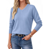 Fantaslook Knit Sweater for Women Long Sleeve V Neck Fall Tops Trendy Lightweight Pullover Work Shirts