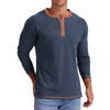GENTS BLISS Crew Neck Henley Men Shirts Long Sleeve Shirts for Men Casual Color Block Tops