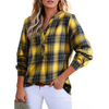 Fantaslook Womens Plaid Shirts Flannel Button Down Shirts Business Casual Long Sleeve Tops Dressy V Neck Blouses