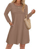 Fantaslook Pleated Long Sleeve Dresses for Women Fashion Fall Dresses Casual Dress with Pockets