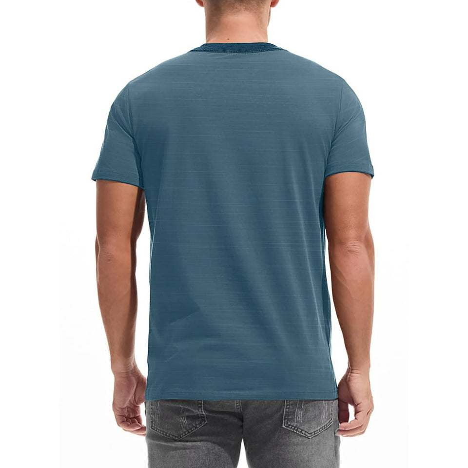 GENTS BLISS Short Sleeve Men T-shirts Ribbed Crew Neck Shirts for Men Color Block Tee Shirts with Pocket