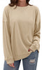 Fantaslook Textured Womens Sweatshirts Oversized Pullover Long Sleeve Tops Crew Neck Casual Shirts Basic Outfits