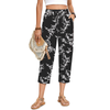 Fantaslook Womens Capri Pants Drawstring Casual Palazzo Trousers with Pockets Loose Floral Lounge Pants Pajama Bottoms