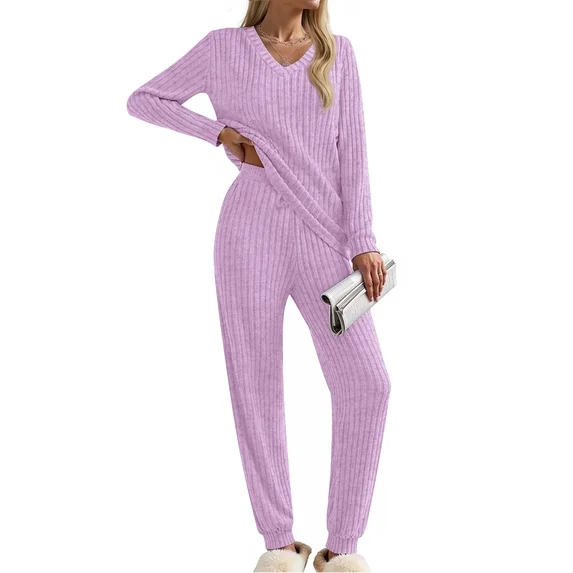 Fantaslook Womens Pajamas Sets Long Sleeve Shirts and Jogger Pants With Pockets Two Piece Lounge Sets Fall Oufits