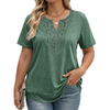 Fantaslook Lace Plus Size Tops for Women V Neck Short Sleeve Blouses Summer Tunic Shirts