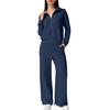 Fantaslook Women Two Piece Outfits Lapel Long Sleeve Zipper Sweatshirts and Wide Leg Pants Lounge Tracksuits Sets