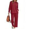 Fantaslook Two Piece Sets for Women Fall Travel Vacation Outfits Wide Leg Pants Lounge Sets Dressy Matching Sets Womens Sweatsuits