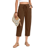 Fantaslook Womens Capri Pants Drawstring Casual Palazzo Trousers with Pockets Loose Floral Lounge Pants Pajama Bottoms