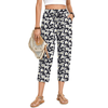 Fantaslook Womens Capri Pants Drawstring Casual Palazzo Trousers with Pockets Loose Floral Lounge Pants Pajama Bottoms