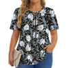 Fantaslook Dressy Blouses for Women Pleated Short Sleeve Tunic Tops Casual Floral Shirts