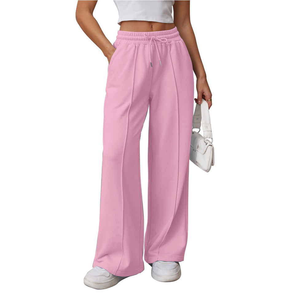 Fantaslook Womens Wide Leg Sweatpants High Waisted Baggy Pants Fashion Drawstring Athletic Sweatpants with Pockets