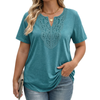 Fantaslook Lace Plus Size Tops for Women V Neck Short Sleeve Blouses Summer Tunic Shirts