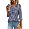 Fantaslook 3/4 Sleeve Plus Size Tops for Women Henley V Neck Button Blouses Dressy Floral Tunic Work Shirts L-5XL
