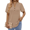 Fantaslook V Neck Henley Blouses for Women Dressy Casual Tops Summer Short Sleeve Shirts Fashion Clothes