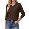 Fantaslook Knit Sweater for Women Long Sleeve V Neck Fall Tops Trendy Lightweight Pullover Work Shirts