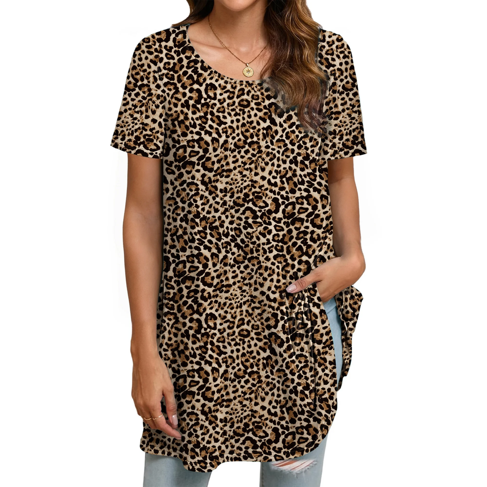 Fantaslook Plus Size Womens Tunic Tops Short Sleeve Casual Floral Shirts Swing Flare Dressy Blouses