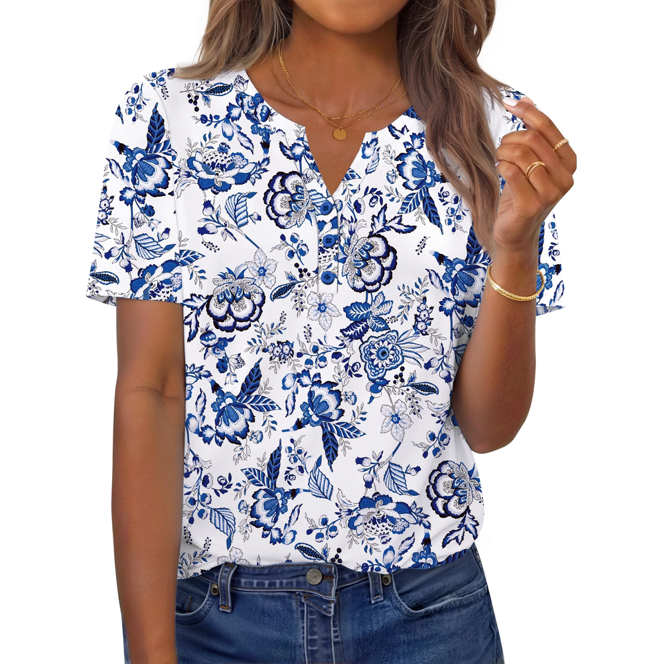 Fantaslook Womens Blouses Dressy Casual Tops Summer Short Sleeve V Neck Shirts Business Work Blouses