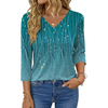 Fantaslook V Neck T Shirts for Women 3/4 Sleeve Tunic Tops Dressy Casual Blouses Boho Basics Tee Summer Fall Clothes