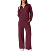 Fantaslook Women Two Piece Outfits Lapel Long Sleeve Zipper Sweatshirts and Wide Leg Pants Lounge Tracksuits Sets