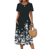 Fantaslook Summer Short Sleeve Midi Dresses for Women Casual Floral T Shirt Dresses Flowy Beach Sundress with Pockets