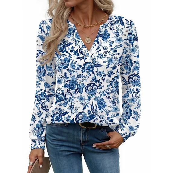 Fantaslook Womens Tops Long Sleeve V Neck Blouses Business Casual Shirts Fall Fashion Dressy Tops