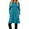 Fantaslook Long Sleeve Womens Dresses Crew Neck Buttons Tunic Dress with Pockets