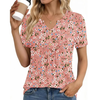 Fantaslook Womens Tunic Tops Casual Short Sleeve Shirts V Neck Button Pleated Blouses Floral Summer Tops