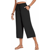Fantaslook Women Capri Pants Wide Leg High Waisted Drawstring Capris Summer Casual Linen Cropped Pants with Pockets