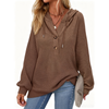 Fantaslook Hoodies for Women Waffle Knit Sweatshirts Drawstring Long Sleeve Tops Button V Neck Pullover