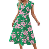Fantaslook Summer Dresses for Women Ruffle Sleeve V Neck Midi Dresses Fashion Casual Flowy Vacation Sundress