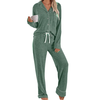 Fantaslook Womens Pajama Sets Long Sleeve Button Down Tops Drawstring Pants Sleepwear Nightwear Soft Pjs Sets with Pockets