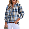 Fantaslook Womens Plaid Shirts Flannel Button Down Shirts Business Casual Long Sleeve Tops Dressy V Neck Blouses