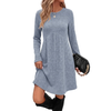 Fantaslook Fall Long Sleeve Dresses for Women Crew Neck Empire Waist Tunic Dress with Pockets Sweater Dress