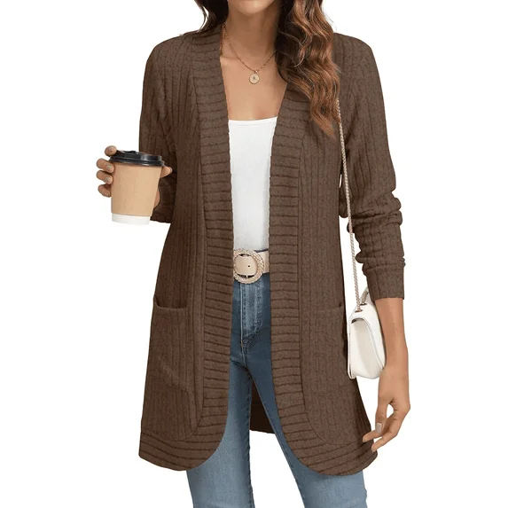 Fantaslook Cardigan Sweaters for Women Long Sleeve Open Front Cardigan with Pockets Casual Dressy Lightweight Fall Sweaters