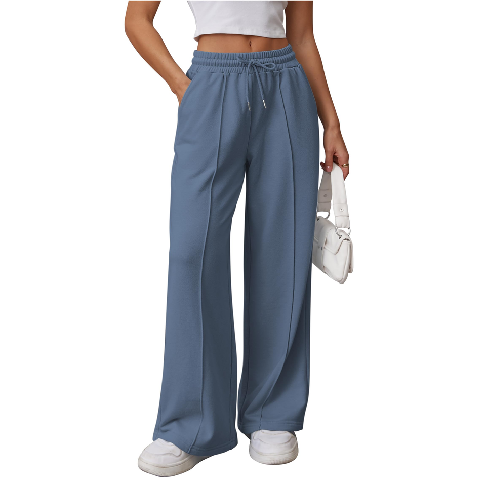 Fantaslook Womens Wide Leg Sweatpants High Waisted Baggy Pants Fashion Drawstring Athletic Sweatpants with Pockets