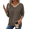 Fantaslook Color Block Sweaters for Women V Neck Pullover Lightweight Sweaters Long Sleeve Tops Fall Fashion Clothes