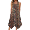 Fantaslook Floral Tank Dresses for Women Flowy Sleeveless Asymmetrical Hem Dress Beach Sundress with Pockets