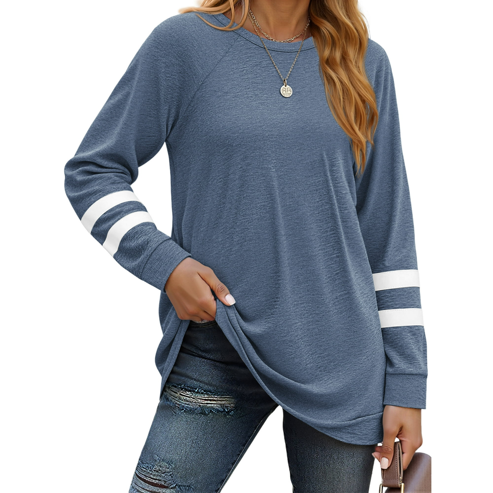 Fantaslook Womens Long Sleeve Tops Crewneck Sweatshirts Casual Color Block Tunic Tops Pullover