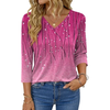 Fantaslook V Neck T Shirts for Women 3/4 Sleeve Tunic Tops Dressy Casual Blouses Boho Basics Tee Summer Fall Clothes