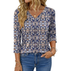 Fantaslook V Neck T Shirts for Women 3/4 Sleeve Tunic Tops Dressy Casual Blouses Boho Basics Tee Summer Fall Clothes